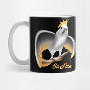 screaming cockatoo crested on fire nest Mug